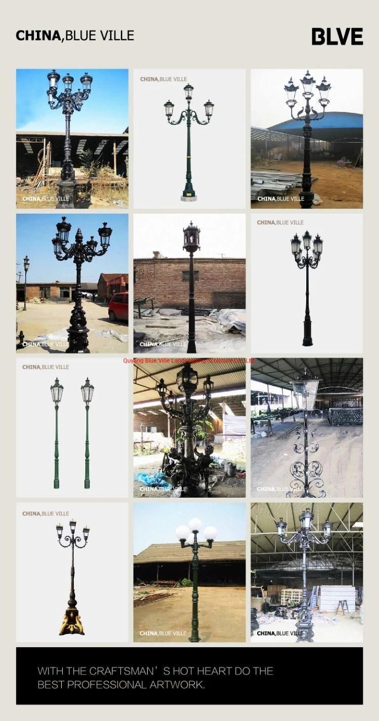 Manufacture Supplier Antique Garden Decorative Cast Iron Lamp Ilb-05