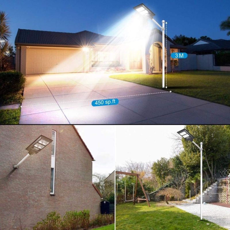 60W Solar Street Light, 120 LED 6000lm Solar Outdoor Lights, Dusk to Dawn LED Solar Lights Solar Security Flood Lamp with Motion Sensor Remote Control for Parki