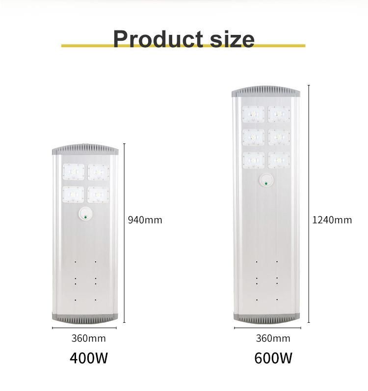 Aluminum Lamp Shell Outdoor IP65 Waterproof 400W 600W All in One LED Solar Street Light LED Solar Flood Light