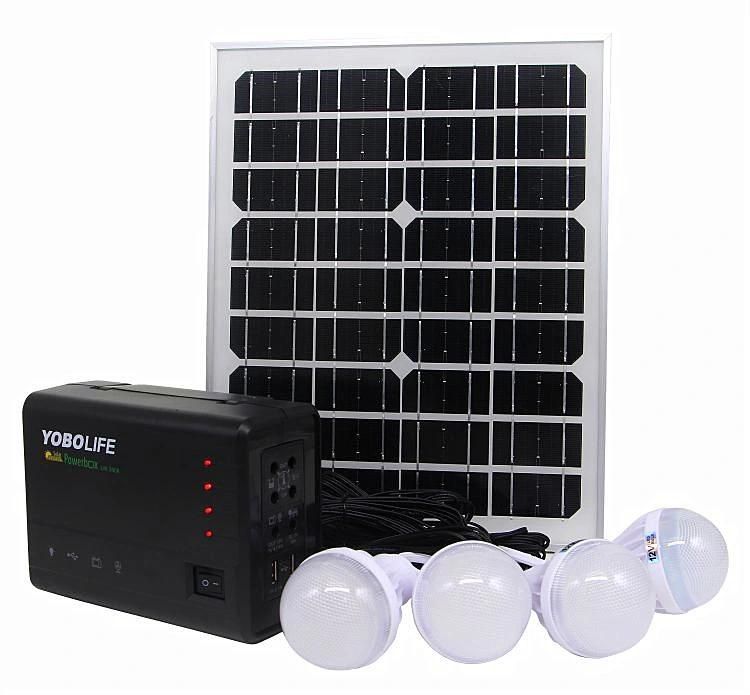 12V 15W Portable Solar Lighting System 4PC LED Bulbs/Mobile Phone Charger