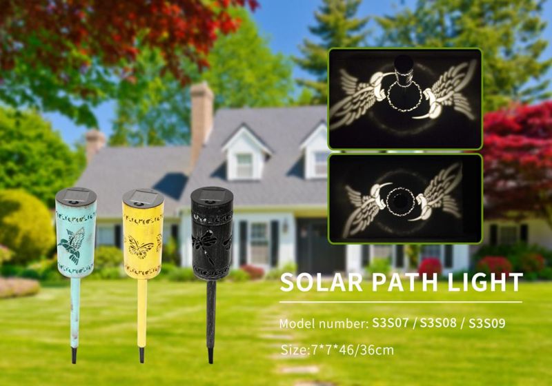 Metal Solar Garden Stake Light Solar Path Light (Butterfly Pattern)