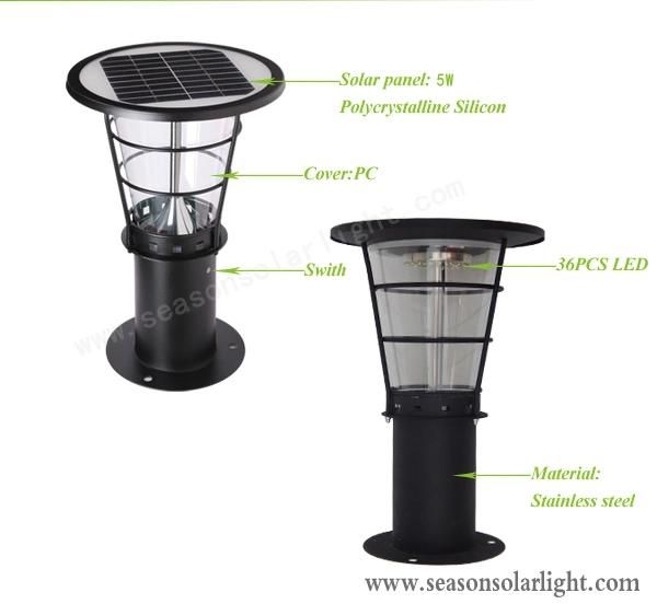 Smart Remote Controll LED Lighting Lamp Outdoor Garden Solar Pillar Lamp with Warm LED Light