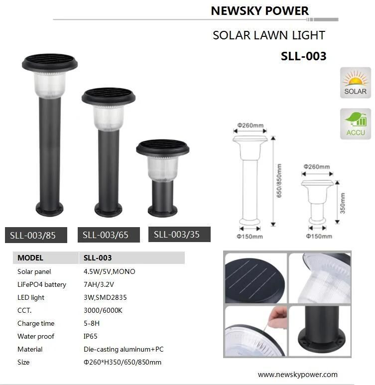 OEM Hotsale Warm Light Aluminum IP65 Waterproof Solar Lawn Light for Household Garden Courtyard