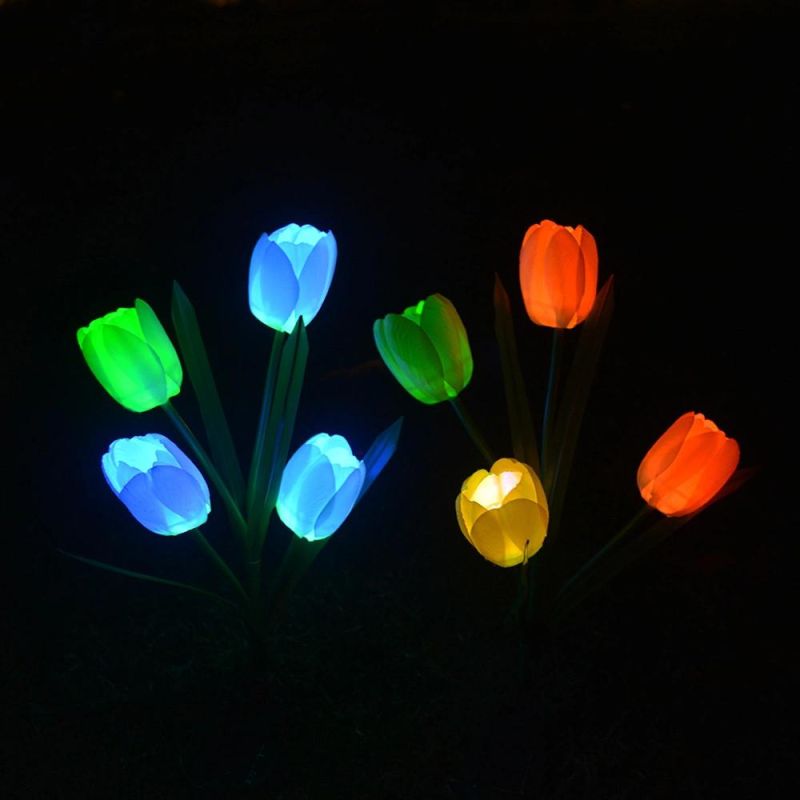 LED Tulip Flower Stake Light Solar Energy Rechargeable for Outdoor Garden Patio Pathway Porch Backyard Wyz16583