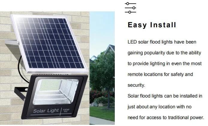 Integrated LiFePO4 Rechargeable Lithium Battery Jd 200 Watt Solar LED Flood Light