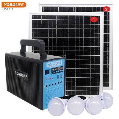 60W Solar panel DC 12V Solar Ceiling Fan with LED Bulbs Lighting Solar Power Kit