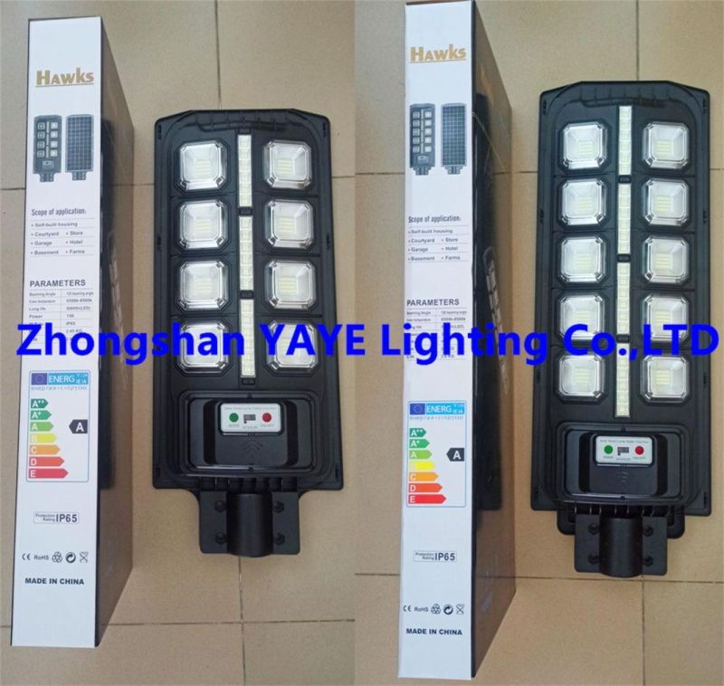 Yaye Hottest Sell 100W/150W/200W/300W/400W Solar LED Street Road Garden Wall Light with 1000PCS Stock/3 Years Warranty/ Radar Sensor/ Remote Controller