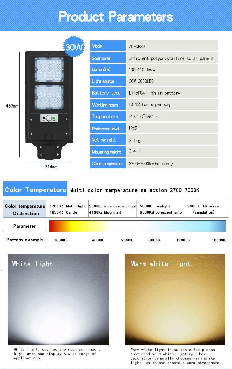 Pole Mounting Solar Home Lighting System 30W LED Solar Light