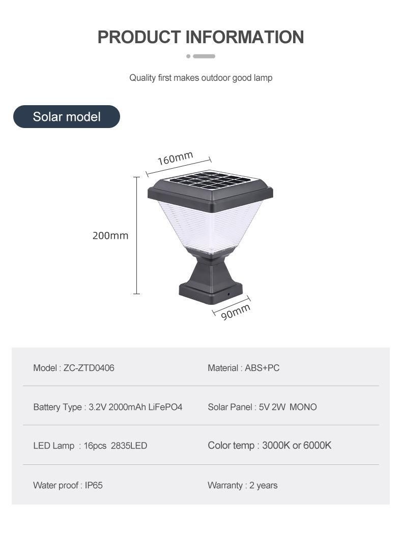 China Manufacturer LED Lawn Lamp Solar Light Garden Outdoor Solar Pillar Light