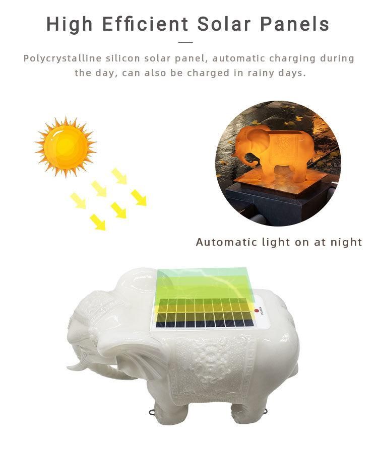 Cute Elephant LED Solar Pillar Light Waterproof Solar Garden Light