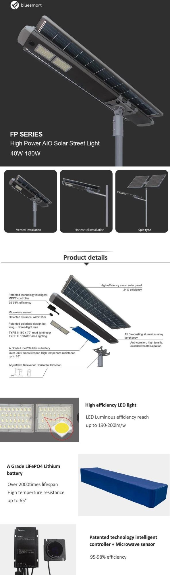 Outdoor All-in-One Solar Street Light with High Power LED Solar Lighting