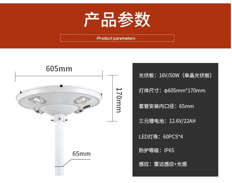 LED Solar Garden Light Integrated 30W50W Plaza Community Garden Street Light Solar Lawn Light