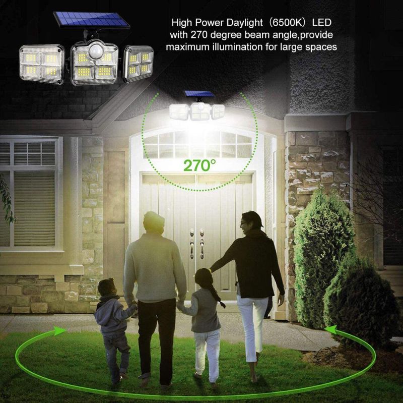 Solor Power Outdoor Waterproof Security Lamps, 3 Head Garden Wall Spot Light LED, High Brightness LED Garden Outdoor Lights