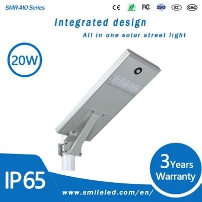 Motion Sensor Dusk to Dawn 20W All in One Solar Street Light