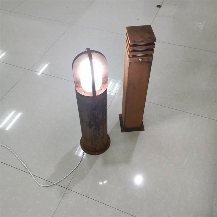 Customized New Outdoor Decor Landscape Rusty Corten Steel LED Garden Light Bollard