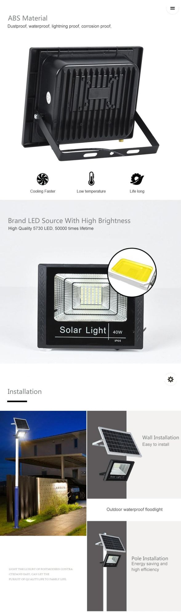 200W IP66 Waterproof Home LED Solar Light PIR Motion Sensor Outdoor Solar Security Wall Light