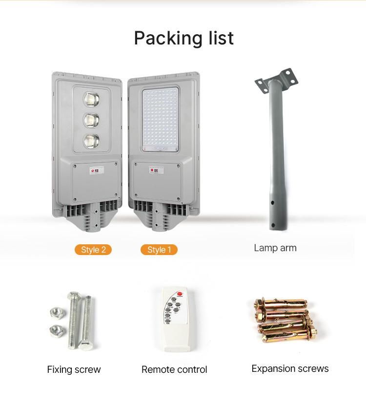 200W 300W Automatic Street Solar Light Set New COB SMD Solar Street Light with Radar Sensor