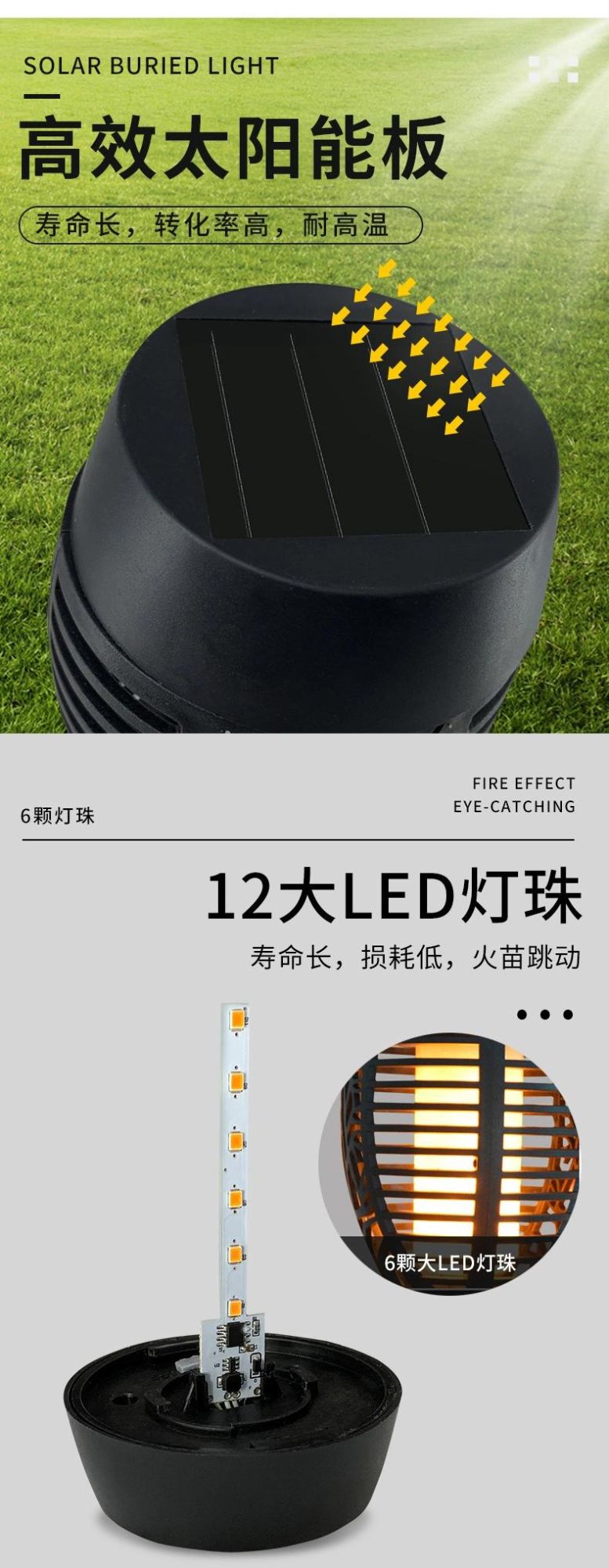 12 LED Solar Garden Light Outdoor Solar Light Waterproof Flickering Flame Torches Lawn Lamp