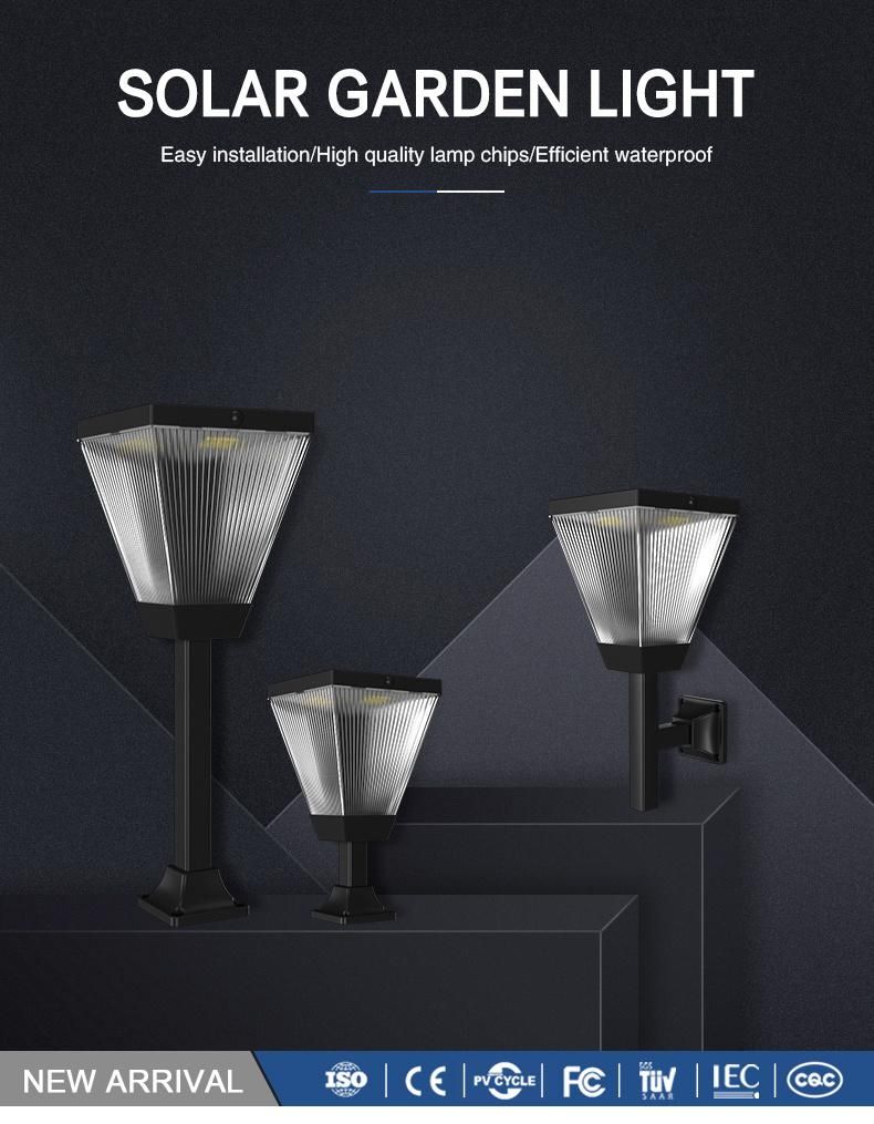 Alltop New Design ABS Aluminium Alloy 3W Waterproof IP65 Outdoor Courtyard LED Solar Garden Light