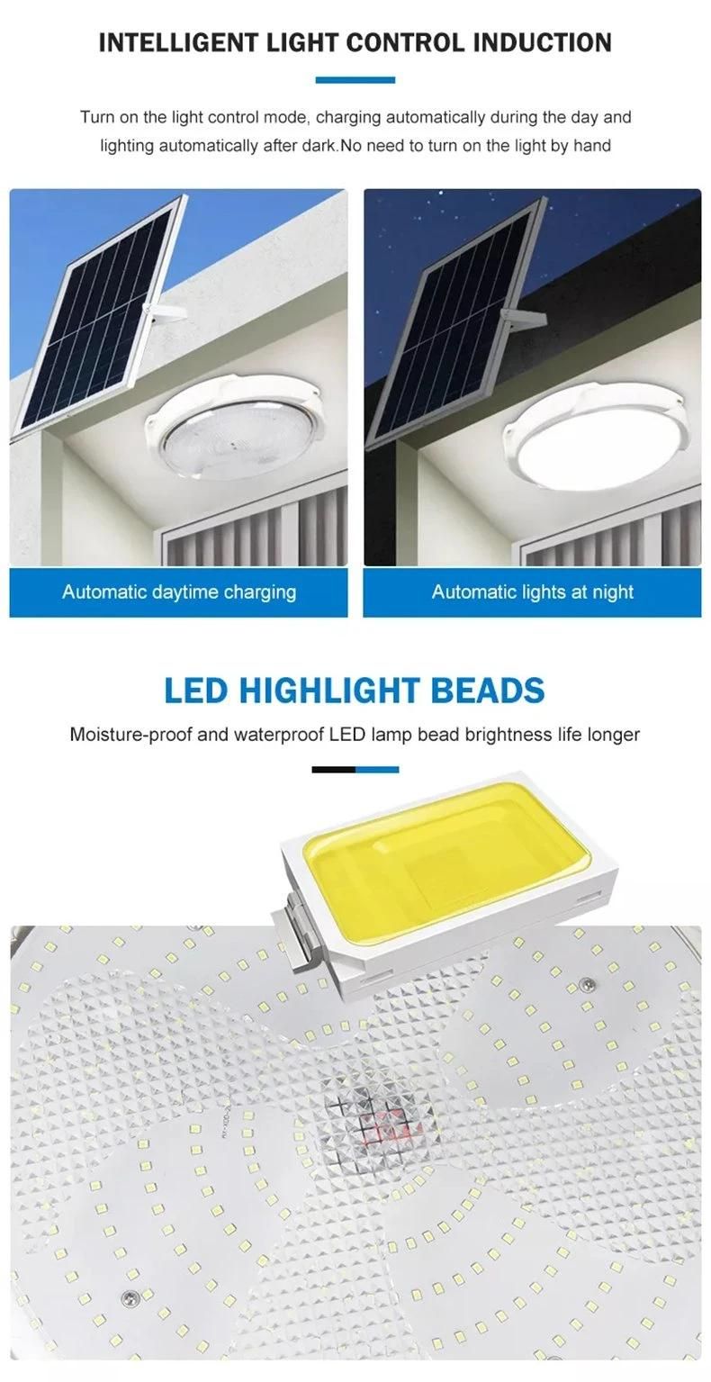 40W 60W 100W LED Energy Powered Lamp Indoor Balcony Courtyard Outdoor Waterproof Solar Ceiling Light for Day and Night