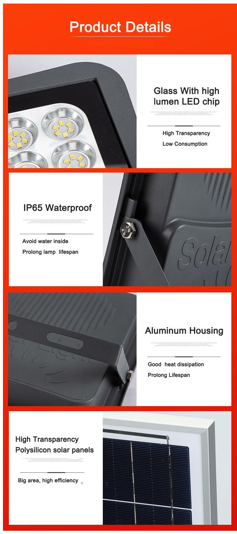 Factory Price New Hot Sale Waterproof IP66 Remote Control Aluminium 100W 200W 300W LED Solar Flood Light