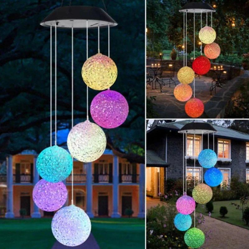 Garden Decoration Creative Art Colorful Lights LED Solar Wind Chime Light Outdoor Hanging Ornaments Indoor Pendants Gifts