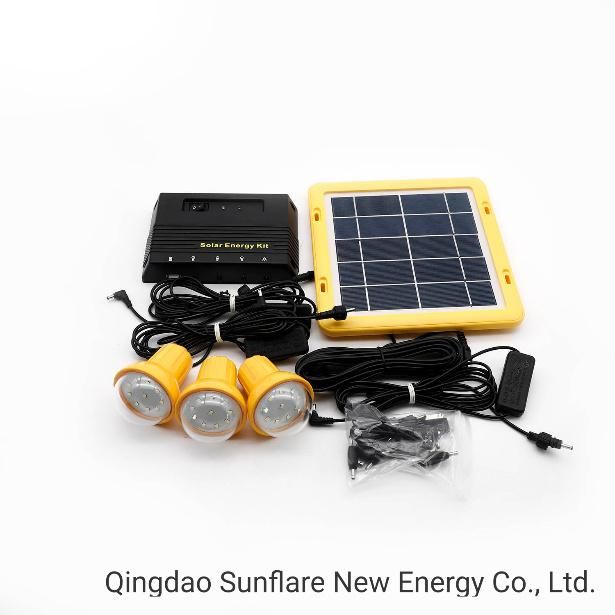 Portable Solar LED Rechargeable Camping Lighting System Light with Multifunctions and 3 PCS LED Bulbs/Lights