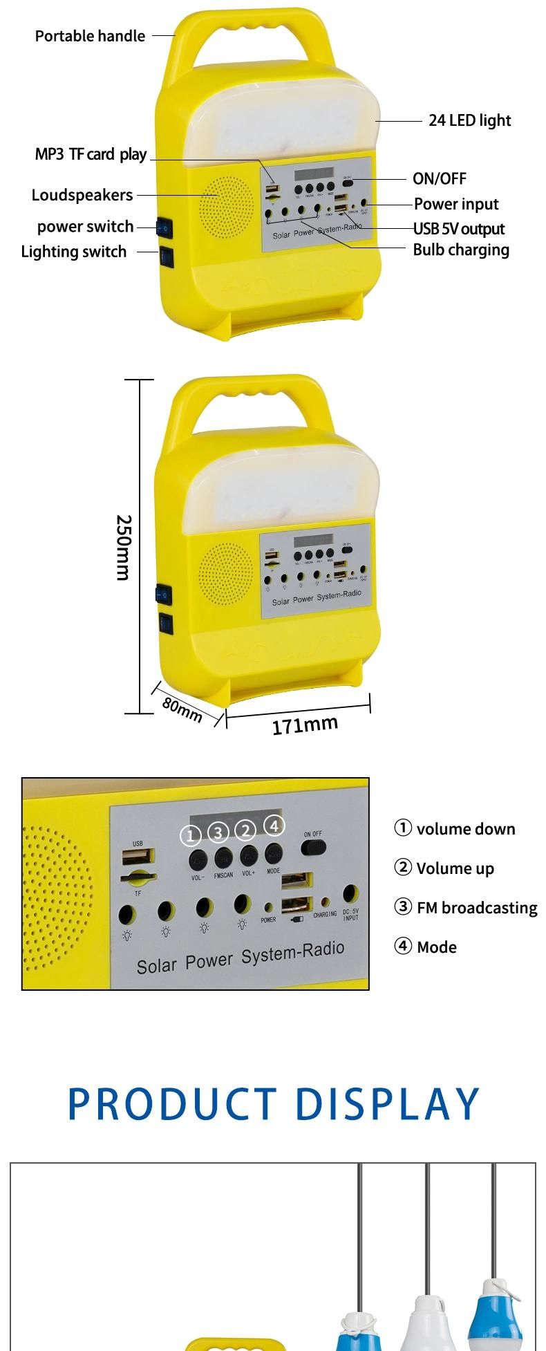 5W*3PCS 6000mAh Portable Solar Bulbs Outdoor Solar Lighting System