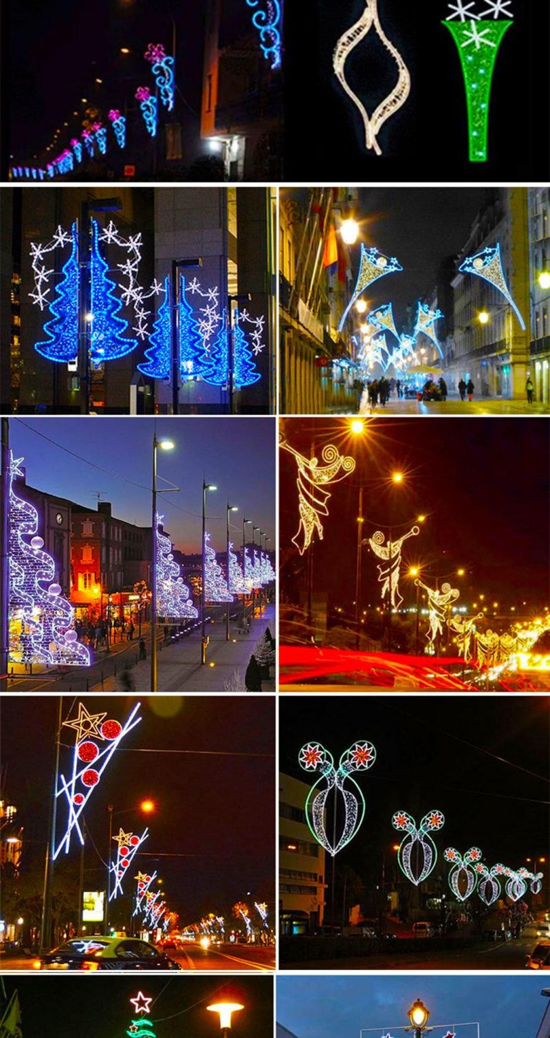 Customized Street Christmas Decoration for You Outdoor Christmas 2D Motif Lights Pole Mounted Decorations