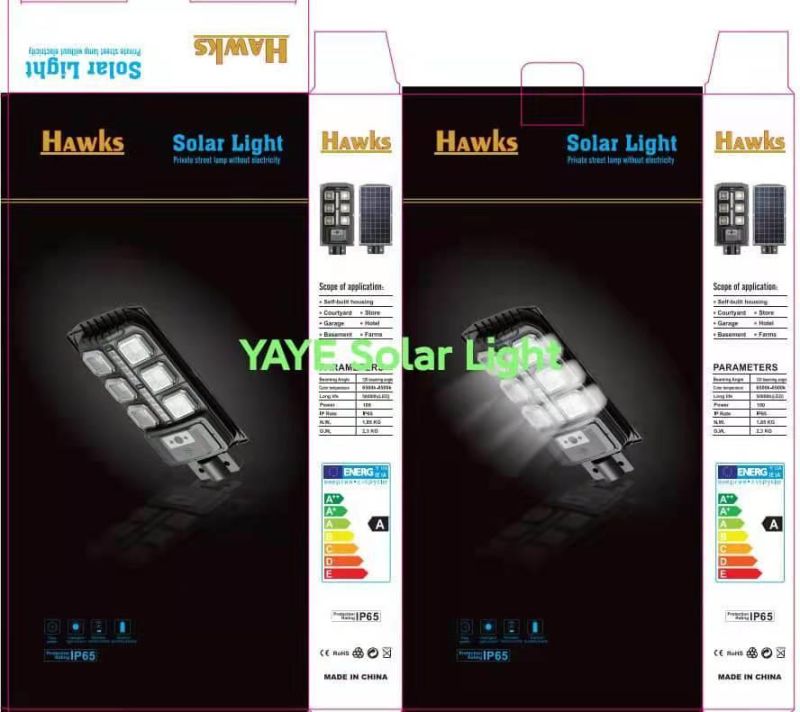 Yaye Hottest Sell 150W All in One Solar LED Road Street Wall Garden Lighting with Lithium Iron Phosphate Battery/Remote Controller/ Radar Sensor/1000PCS Stock