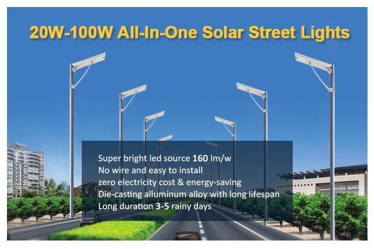 6500K Color Temperature Outdoor Waterproof 40W Solar LED Street Light