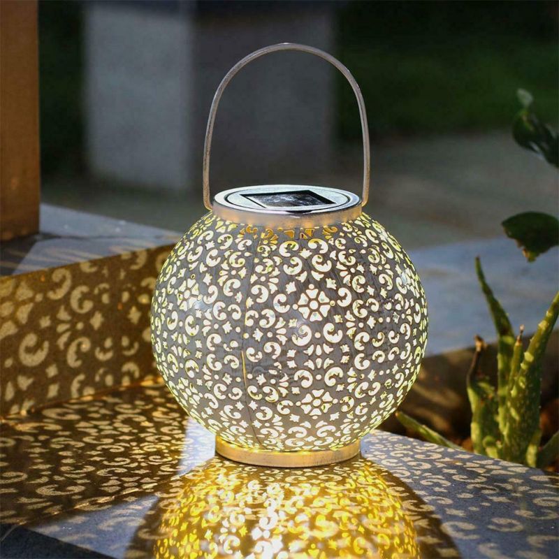 Simva LED Lantern Outdoor Solar Power Hanging Lamp Garden Lawn Landscape Light, Hanging Lamp Hollow Solar LED Iron Art Lantern Light Solar LED Garden