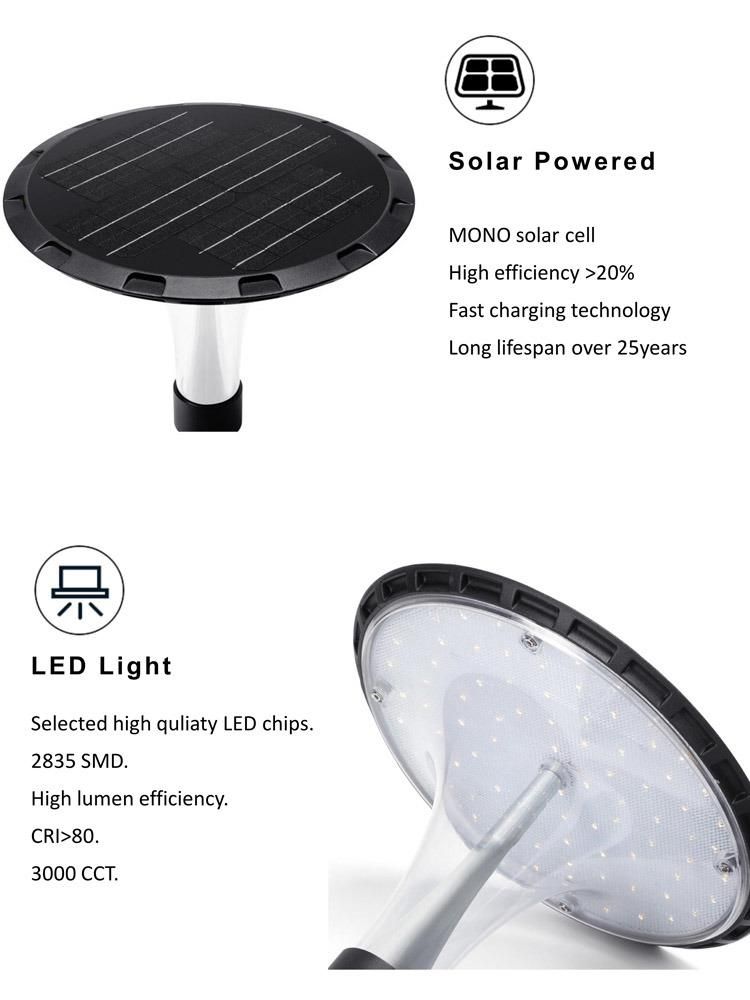 Outdoor Pole Mounted Post Cap Solar Pathway Light for Garden Landscape