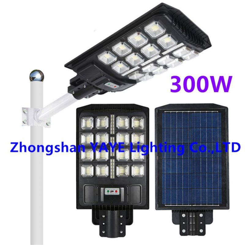 Yaye Hottest Sell Newest Design 50W/100W/150W/200W/300W/400W All in One Solar LED Street Garden Road Lamp with Remote Controller/Radar Sensor/ 1000PCS Stock