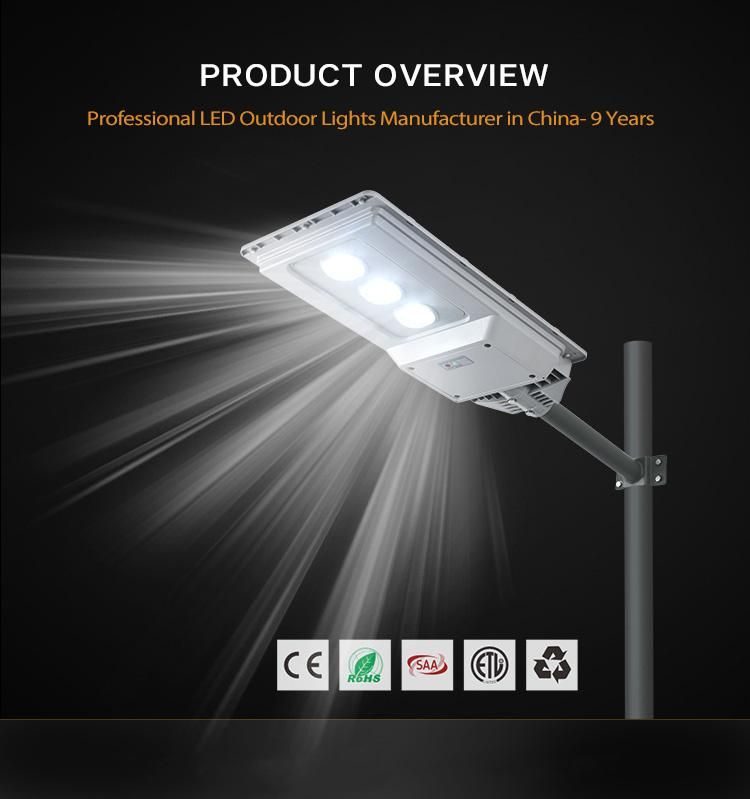 200W 300W Automatic Street Solar Light Set New COB SMD Solar Street Light with Radar Sensor