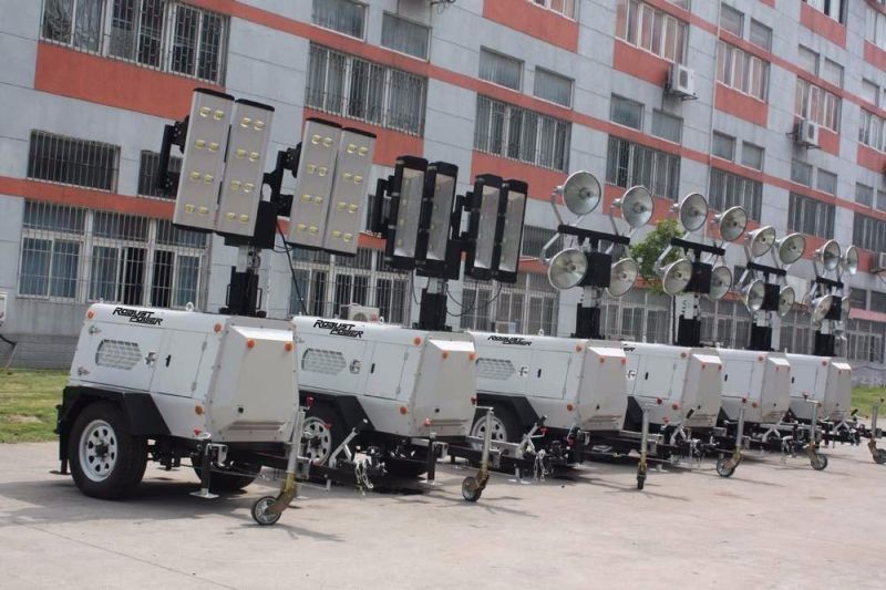 4*480W European Trailer 9m Hydraulic LED Mobile Light Tower