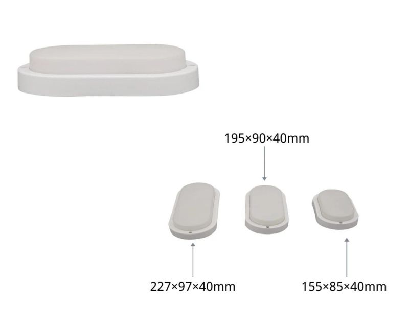 Energy-Saving, Low Power Consumption IP65 Moisture-Proof Lamps Outdoor LED Bulkhead Light Oval White 18W with CE RoHS 8W 12W 15W 18W