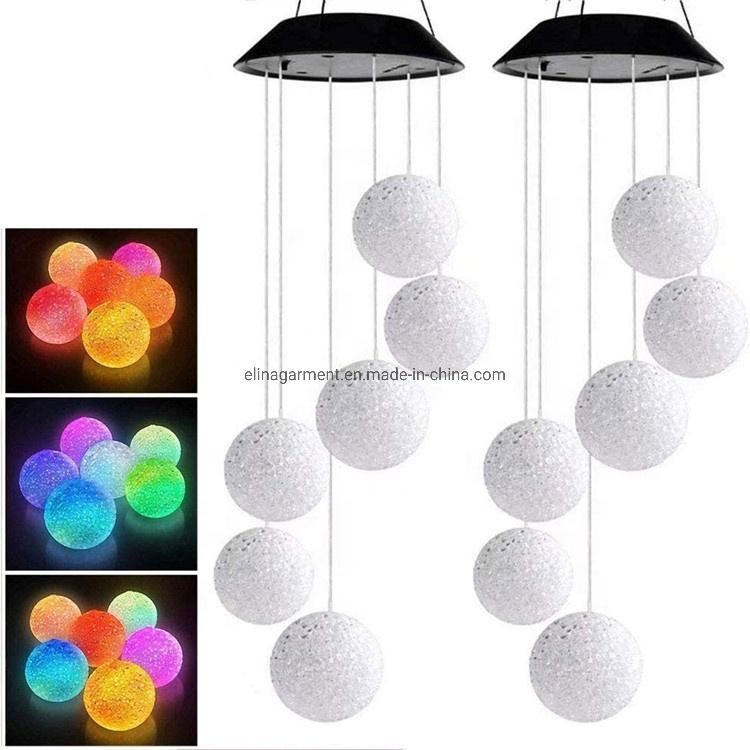 LED Solar Light Ball Wind Chime Changing Color Waterproof Star Heart Wind Chimes for Home Party Outdoor Night Garden Decoration