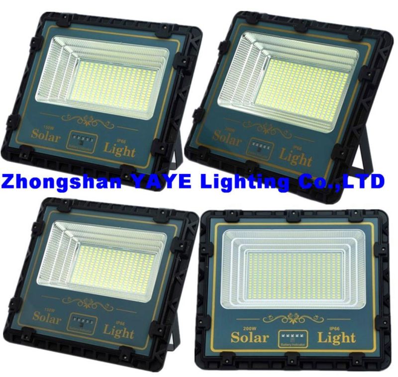 Yaye 2021 New Design 400W/300W/200W/150W/100W/50W Outdoor Solar LED Flood Light Reflector with Remote Controller