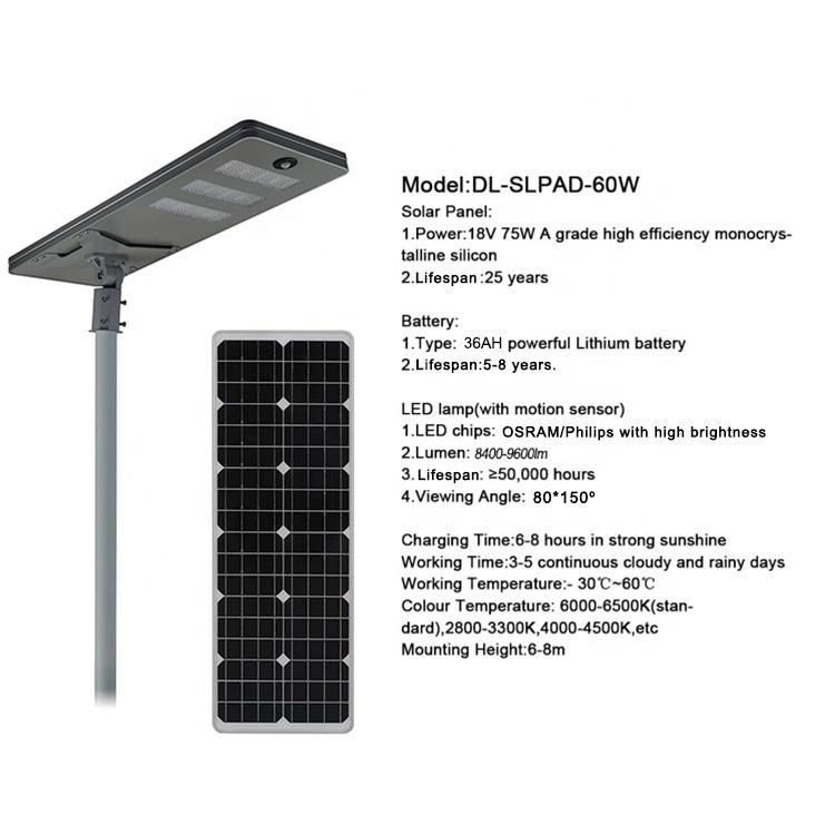 20-200watts All in One LED Solar Street Lamp Solar Lights