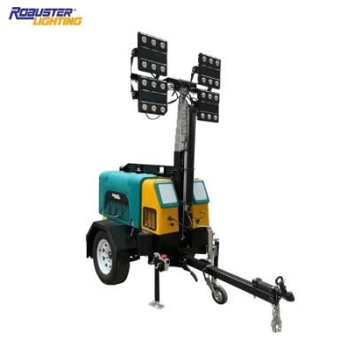 Zero Noise 9m Diesel Generator Trailer LED Battery Light Tower