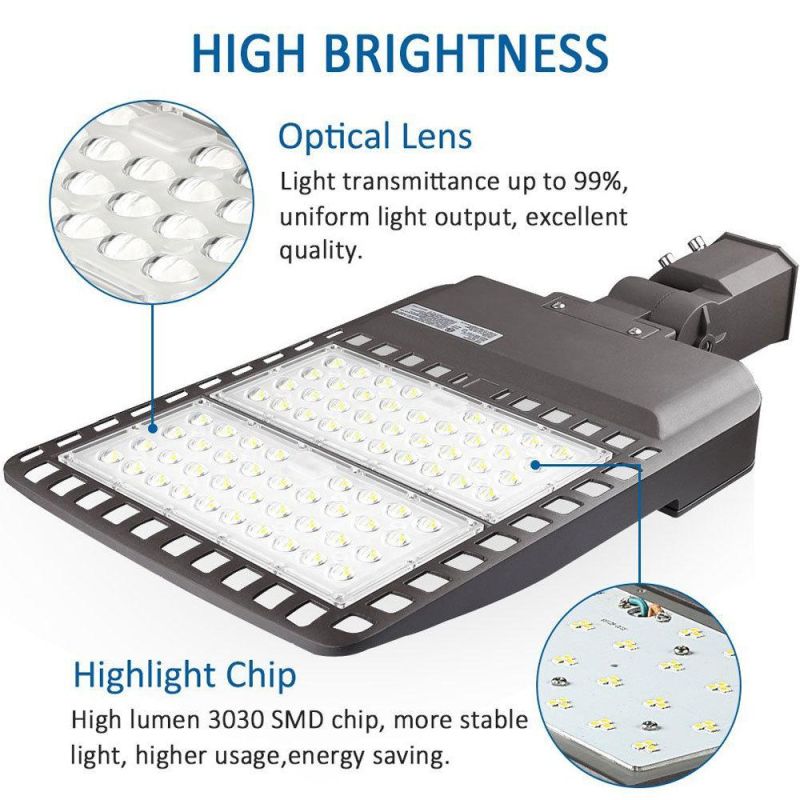 Highway Garden Square 100W 120W 150W 200W 300W Parking Lot Light, 3030 Chip LED Street Light 100-277V/247V/480VAC