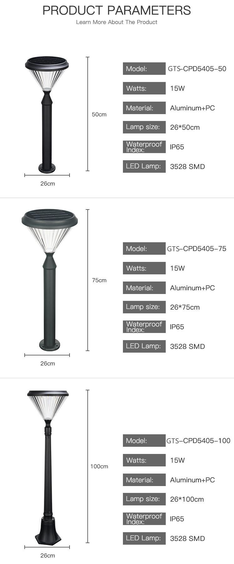 LED Solar Garden Ground Light LED Solar Lights Outdoor Garden Waterproof Modern Decoration