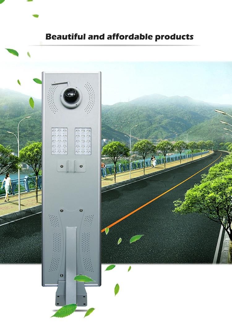 LED Lighting CCTV Monitoring Camera Integrated 30W Solar Street Light