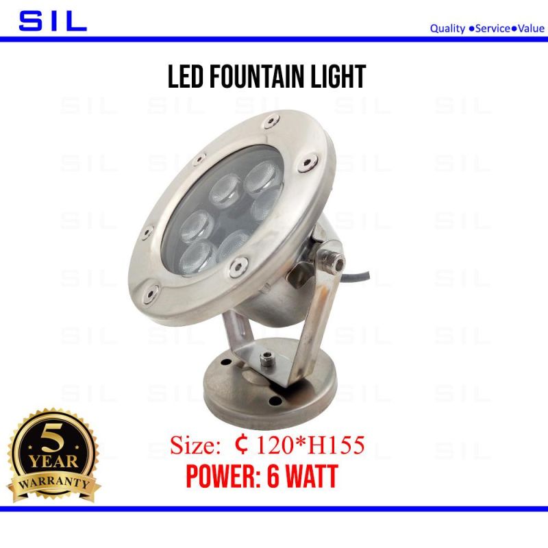 LED Water Light Underwater Light LED 6W 304 Stainless Steel DMX512 Nozzle Fixed LED Underwater Fountain Light