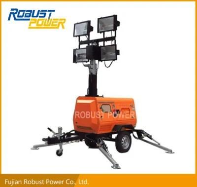 Portable Hydraulic Ball Hitch High Galvanized Mast Mobile Light Tower