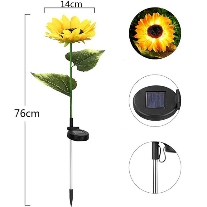 , Lamps Waterproof Outdoor Garden Lawn Pathway Yard Decoration, Ground Light Landscape Light Lawn Light, Outdoor Solar Sunflower 8 LED Wyz17907