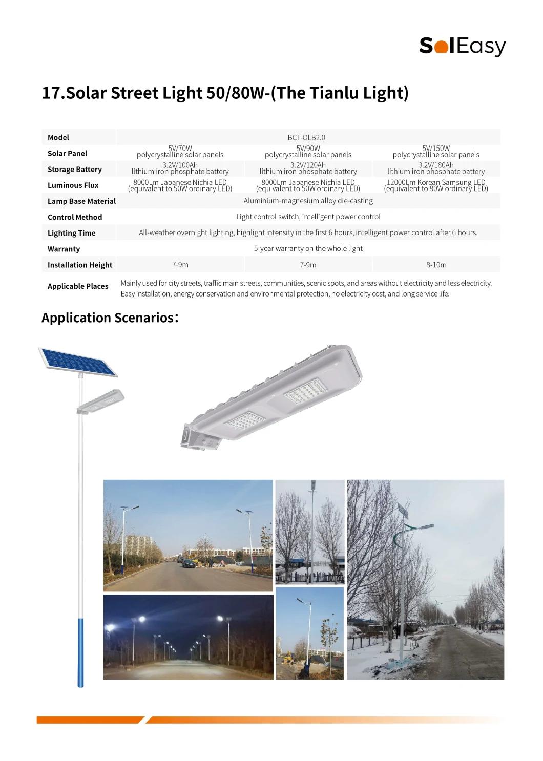 LED Light 80W LED Lamp Solar Light with Solar Panel for LED Street Light & Solar Street Light