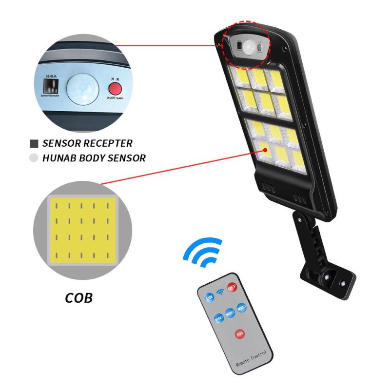 Powerful Remote Control COB Solar Light LED Outdoor Solar Lamp PIR Motion Sensor Garden Wall Street Lights Decorative