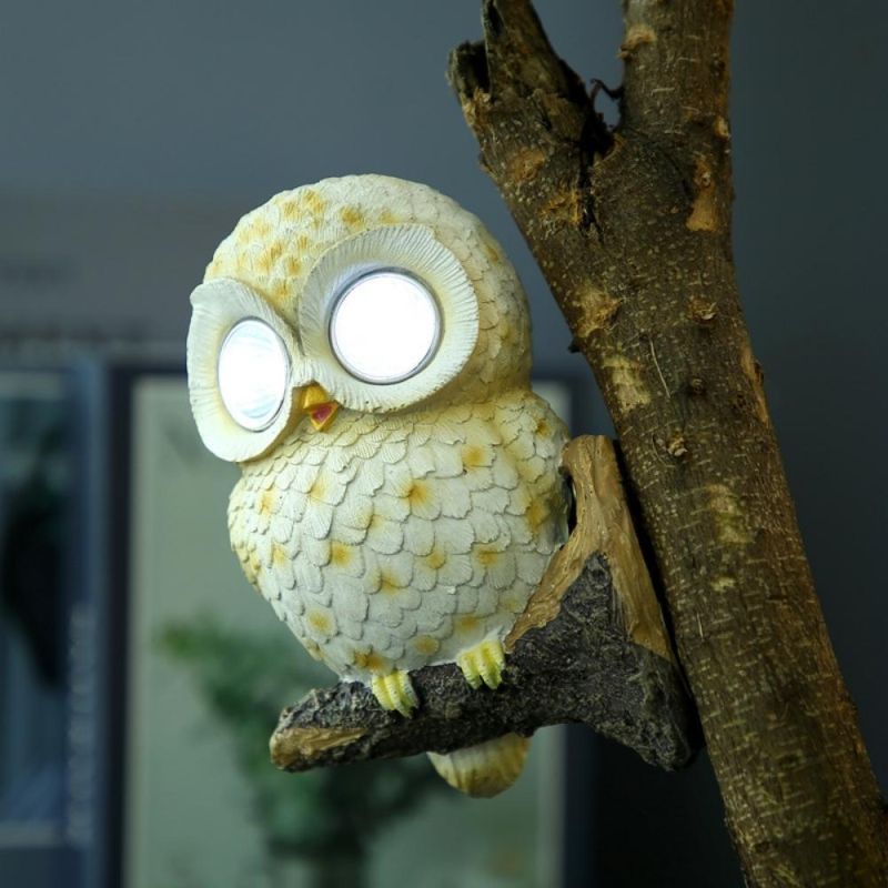 Mini Owl Figurine Miniatures Garden Decoration Solar Lights Night Outdoor Wyz19685